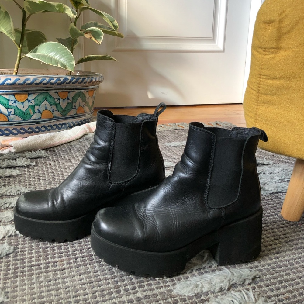 Black Leather Platform boots